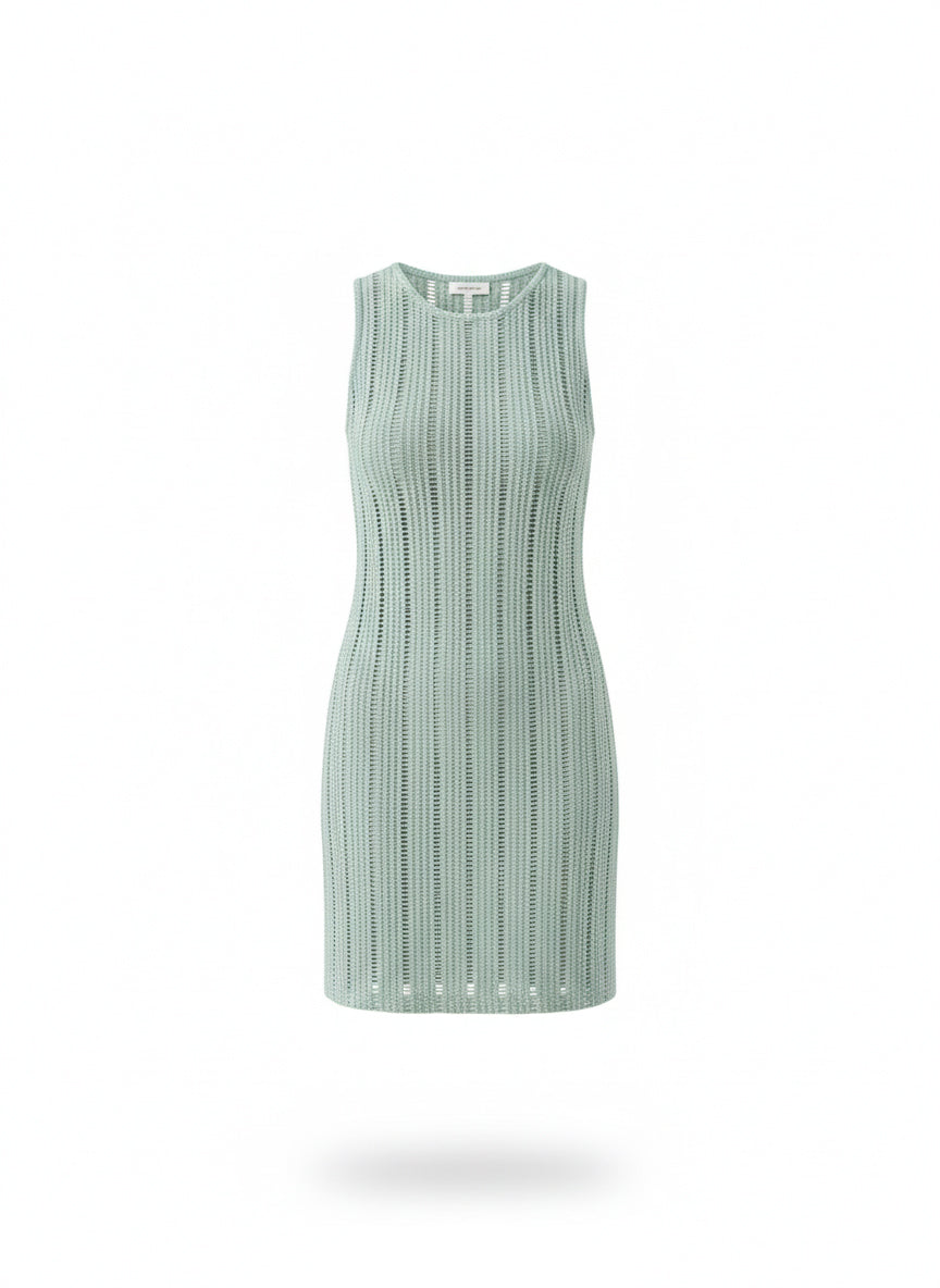 VESTIDO CORTO CALADO ESPALDA ABIERTA - VERDE MENTA