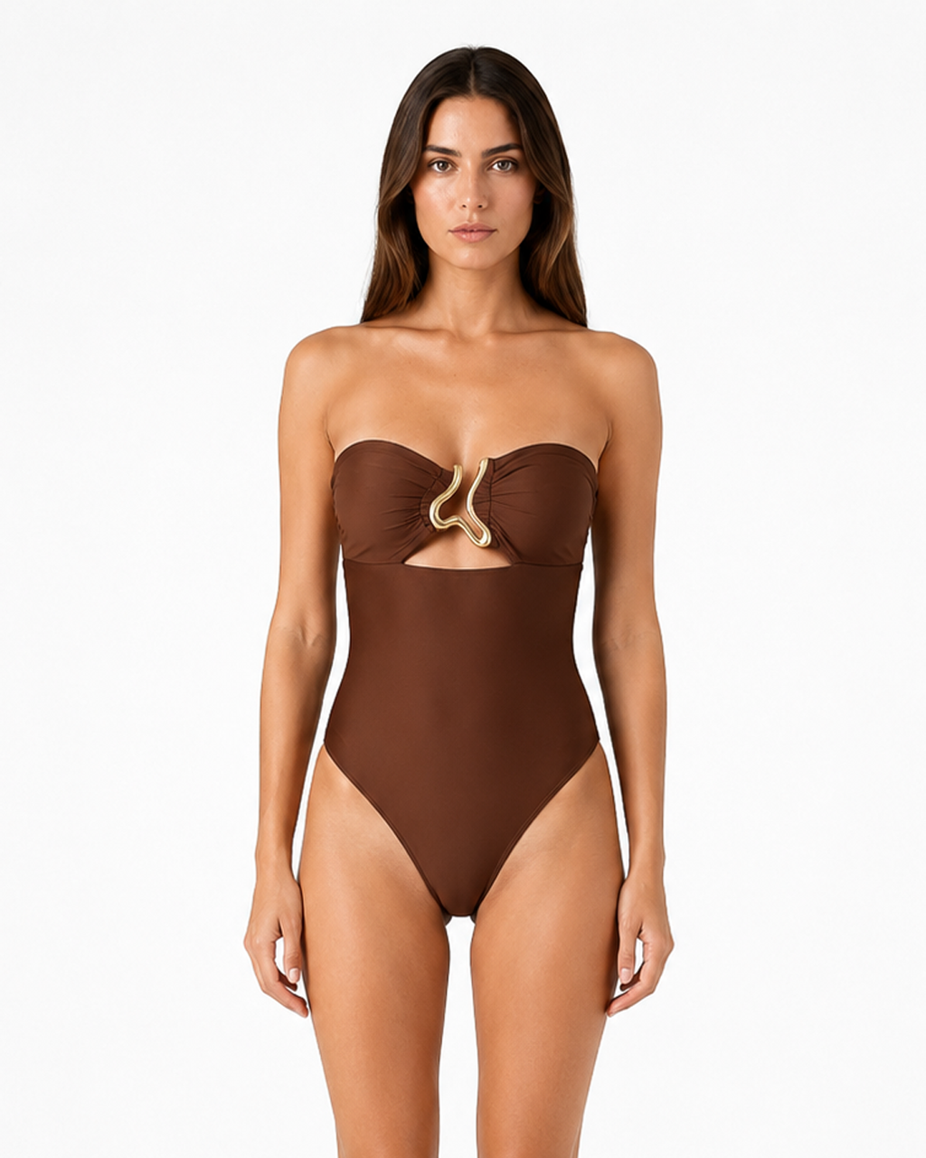 Enterizo Strapless Chocolate con Herraje