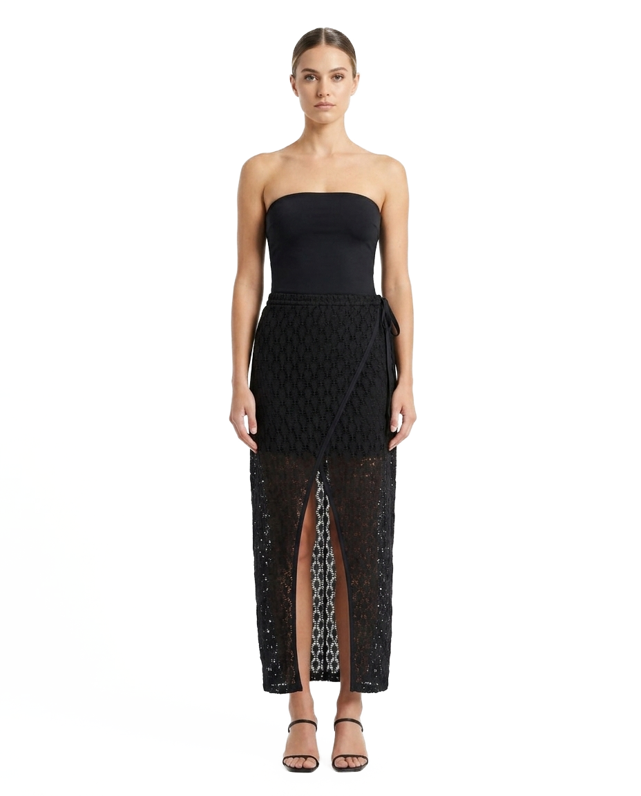 Falda Maxi Cruzada Tejida - Negro