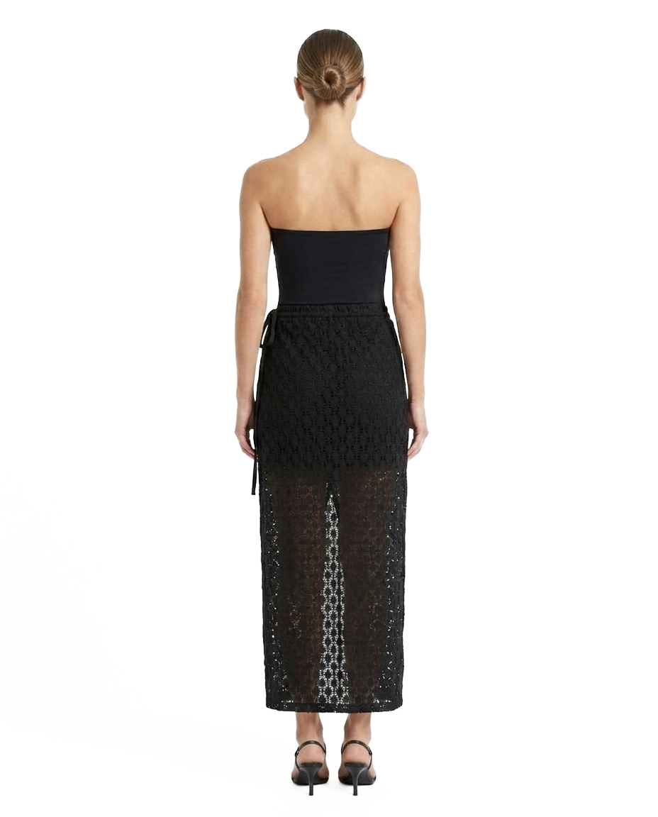 Falda Maxi Cruzada Tejida - Negro