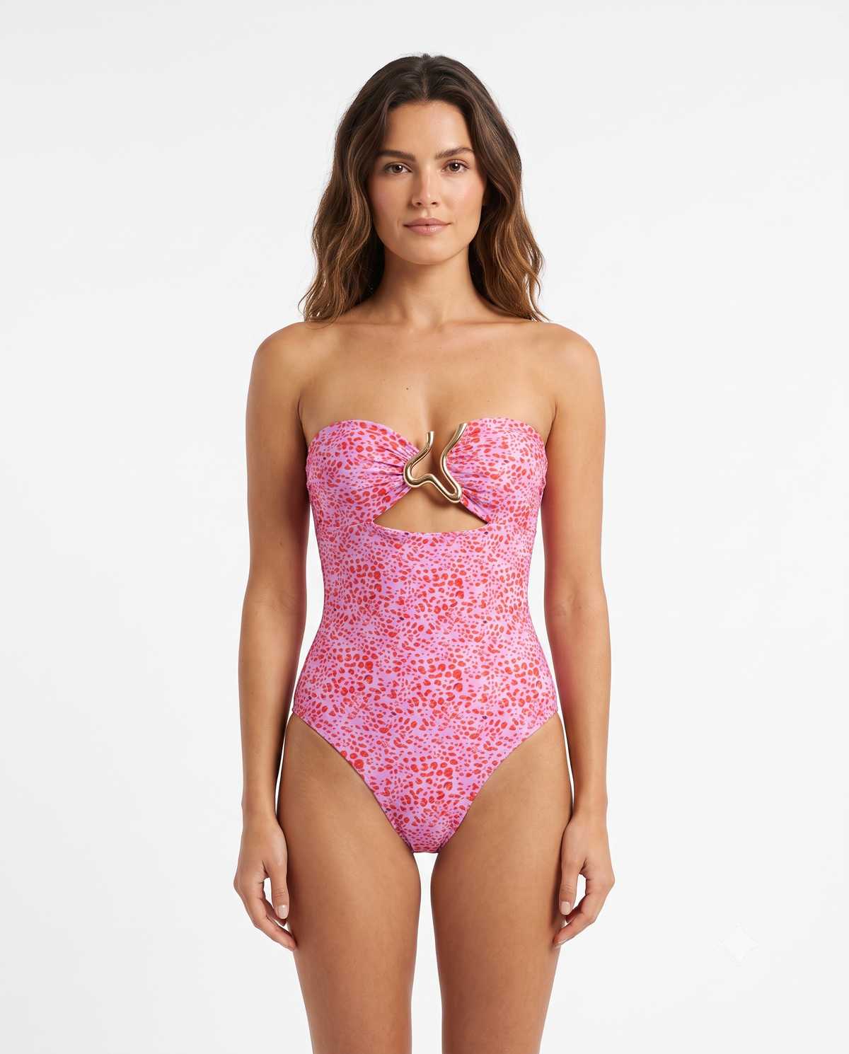 Enterizo Strapless Herraje - Coral Glow