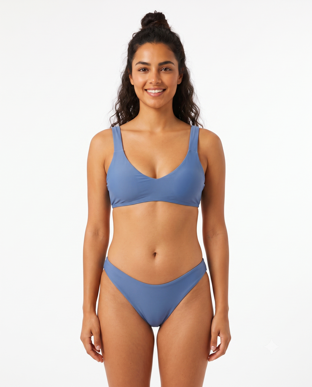 Bikini Top en V y Panty Básica - Baby Blue