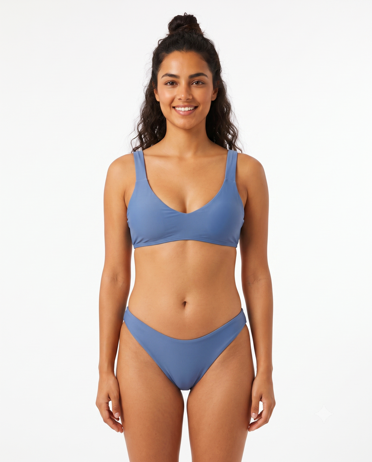 Bikini Top en V y Panty Básica - Baby Blue